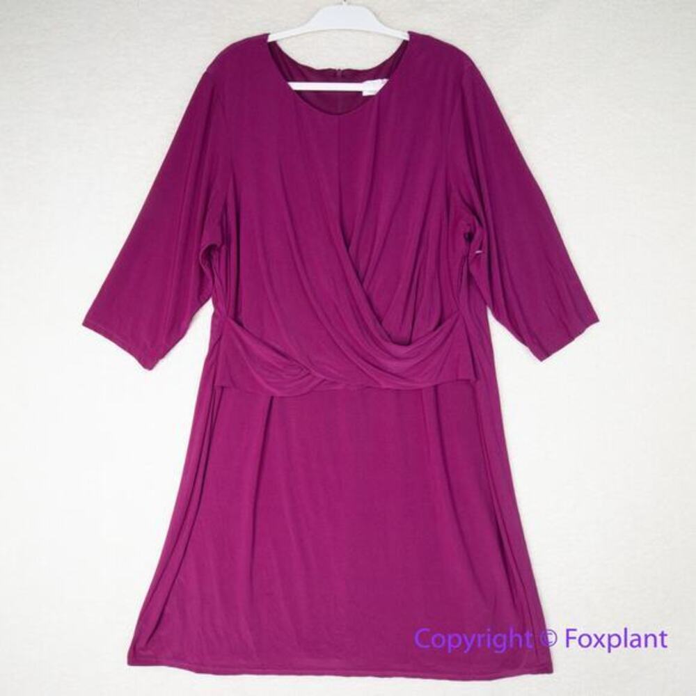 Eliza J side ruched pink three quarter sleeve dress, women plus size 24W‎